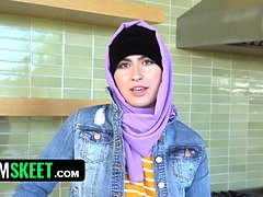 Arab Hijab Slut Masturbates While Her Boyfriend Watches And Takes Creampie