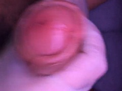 Uncut cock close up and cum in latex gloves in slow motion at the end