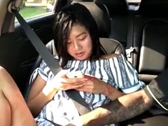 Handjob asian in the car