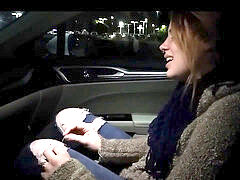 Singer teenager blow and fuck in a public parking bunch