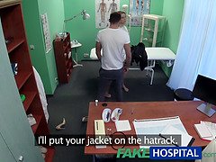 Sexy nurse in uniform gets nailed by patient in fake hospital