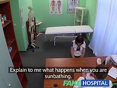 Hot Brunette Nurse learns the hard way about cures with a hard cock