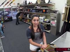 College girl gone wild in a pawnshop with the pawnshop owner
