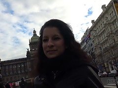 Jocelyne Z gets paid for a Czech POV fuck with a hot brunette in Prague