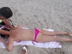 Horny Guy Japanese Massage Topless Girl Public Beach