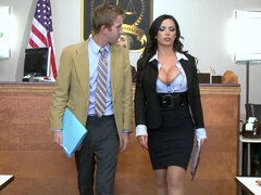 Prosecutor Nikki Benz tricking lawyer into a hardcore fuck in the courtroom