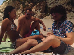 Beauty Noe Milk has sex with a stud on the seashore