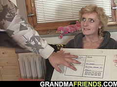 highly sizzling grandma pleases two delivery folks