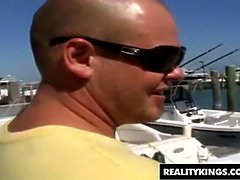 Holly West's tight ass drilled hard by captain Stabbin's hard cock on the seaside