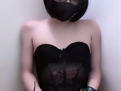 Japanese sissy femboy transvestite sex slave moans and cums