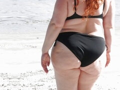 Χοντρή γυναίκα, Παραλία, Μεγάλος κώλος, Μπικίνι, Μαλλιαρός, Δημόσιο