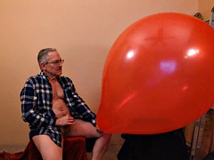 87 Cum on a giant red ball   continued from video 86   Balloonbanger