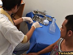 Piss-loving Asian doctor fucks patient after medical examination