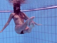 Unshaved and surprised underwater teen Gurchenko