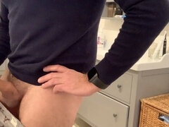 Naughty verbal daddy shows off in tight jeans, tests fresh lube and enjoys an intense edging session with Tenga Egg