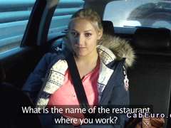 Sizeable bra buddies blonde waitress in fake taxi