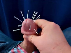 Ruined orgasm with cock impaling - extreme CBT, acupuncture needles through the head, edging and cock seduction