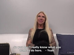 Mature Blonde Irena's Tattooed Anal Casting in POV