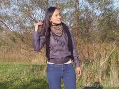 Leie, Asiatisch, Schwarz, Filipina, Behaart, Jeans, Natürlich, Im freien