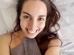 Busty public selfie masturbation, fingering herself cam, amateur
