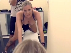 Smoking hot German blonde with irresistible eyes gets railed at the gym