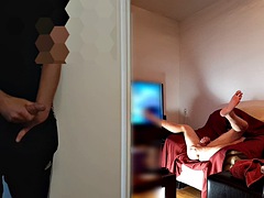 I caught my hot straight roommate secretly masturbating while I fuck my ass on live gay webcam