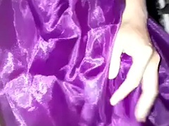 Masturbation in a satin purple ballgown