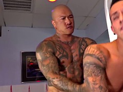 PETERFEVER Tattooed Asian gay Damian Dragon gets fucked in the ass by Des Irez