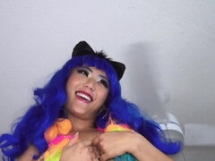 Blue haired kitty girl Miko Dai would like some hot fucking
