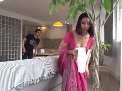 舐める尻, デカパイ, フェラチオ, チン, 顔射, ハードコア, インド人, 淫乱熟女