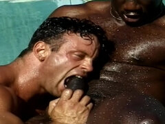 Muscular Gays Hot Poolside Interracial Porn Scene