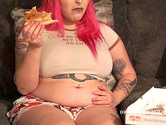 Large Pizza tummy wedging - glad New Year!