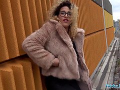 Spanish shaven pussy fucked outdoors in public