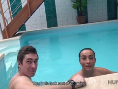 Czech teen with a hot bod wants to get wet and wild in the pool - POV reality porn