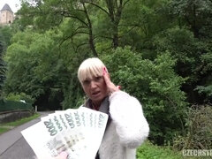 Blonde GILF takes my money for quicky on the street
