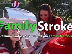 Aromantic Stepfamily threesome with Aaliyah Ferrera & her MILF stepmom