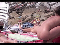 bare honies tanning nude at nudist beach Hd voyeur video