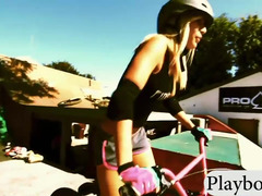 Badass babes snow boarding and exhibition biking while naked