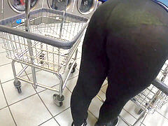 wifey doing laundry in see through leggings obvious yellow undies