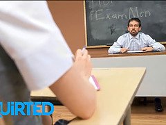 Insane (Ashley Lane) teases her cunt in front of her schoolteacher - squirted