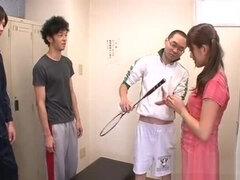 Japanese babe tames a huge dick