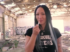 Chick Deborah Diamond blows and fucks in an abandoned building
