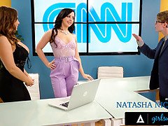 Busty News Anchor Natasha Nice Gets Fucked Live By Nasty Colleague Whitney Wright
