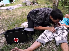 Asian doctor sucks off twink before cock pump and anal exam