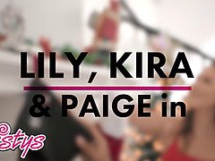 Kira Noir & Paige Owens share a bed with Lilly Bell and orgasm hard in HD