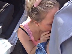 Blonde hooker fucked and waxed outside