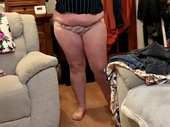 Bbw mom trying on clothes
