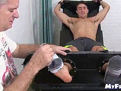 strapped young jock tickle tantalized by mature master