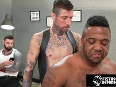 BIG BLACK COCK Client Spitroasted By Hunk Tattooers - FistingInfer