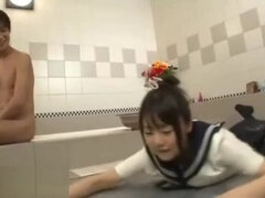 Japanese massage sex with cute 18yo schoolgirl